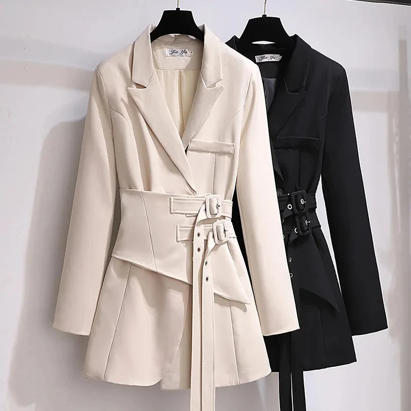 Autumn Women Belt Coats