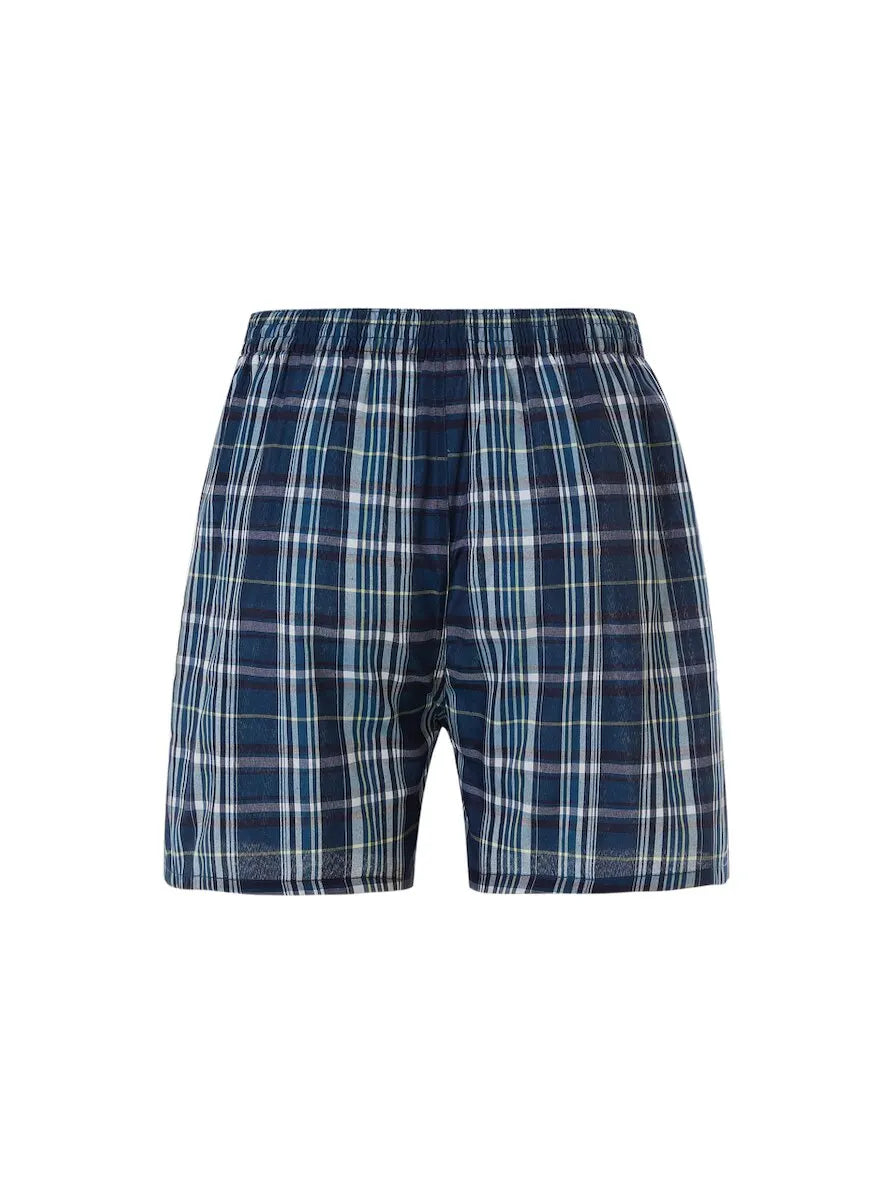 6 Pcs Boxer Shorts, Casual Plaid Elastic Waistband Button 
Men Underwear Woven Shorts