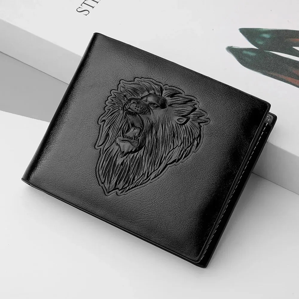 Wallet for Men's Personalized Three-Fold 3D Embossed
Multi-Card Credit Holder Zipper Coin Short Wallet for Men