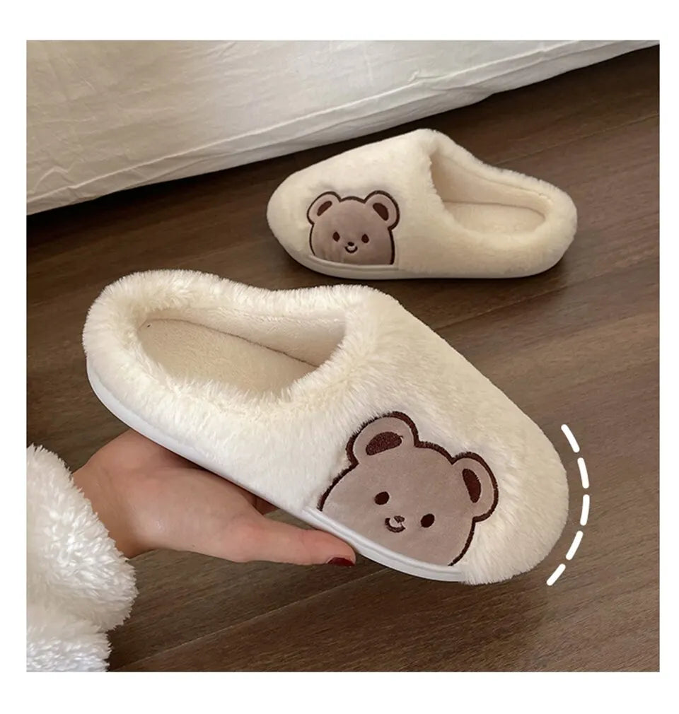 Cute Animal Fur Slipper For Women
Winter Warm Slippers Cartoon Teddy Bear House Shoes