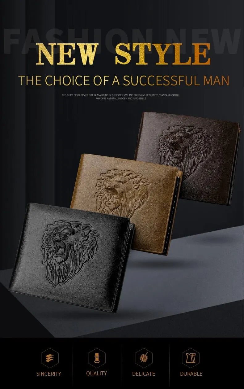 Wallet for Men's Personalized Three-Fold 3D Embossed
Multi-Card Credit Holder Zipper Coin Short Wallet for Men