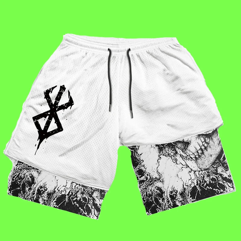 Summer Men Streetwear Anime High Waist Oversize Breathable Gym Short