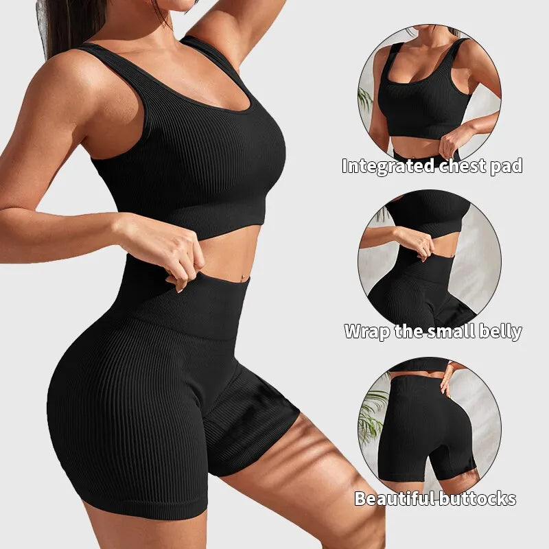 Seamless Ribbed Yoga Sets 
Workout Sets for Women in 2 Pieces