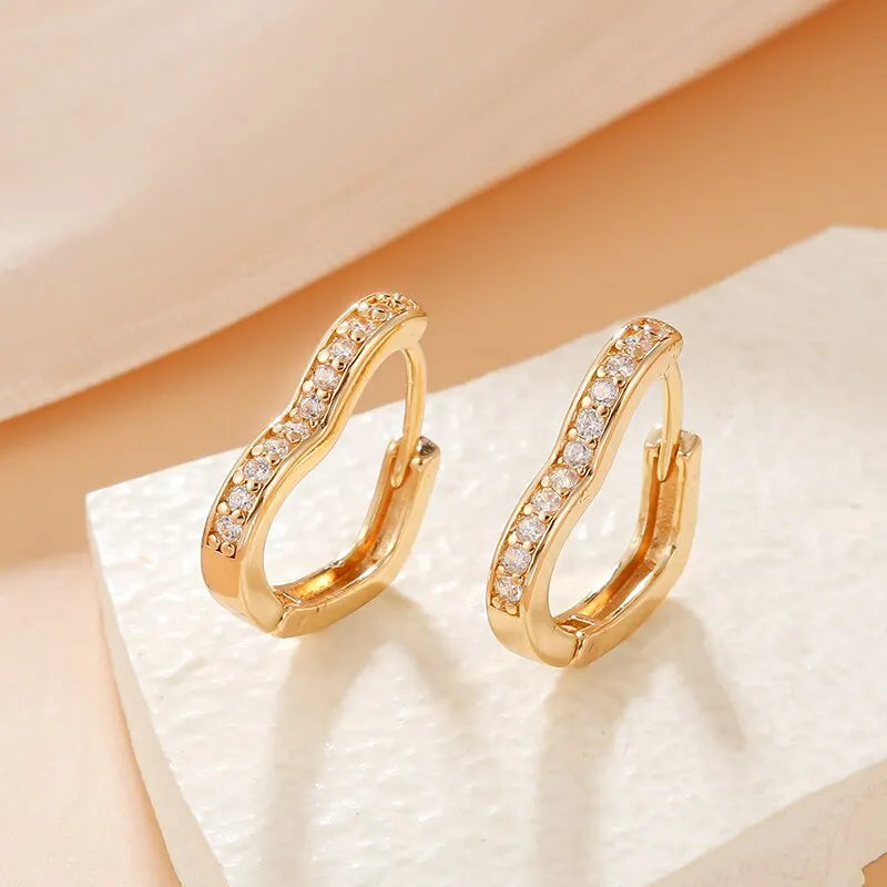 Small Heart Hoop Earrings
Luxury Micro Paved CZ Crystal Earrings