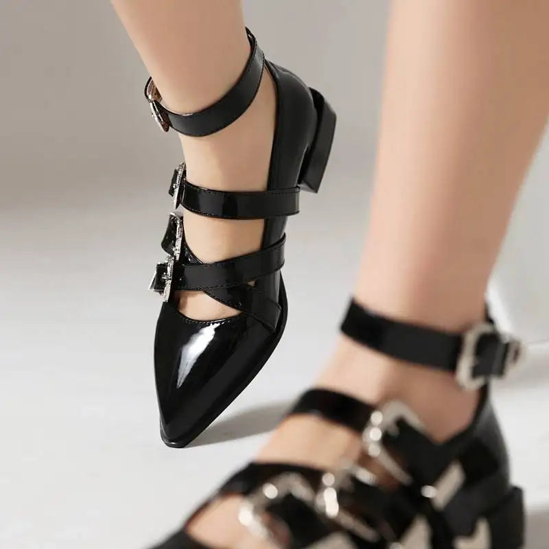 Women Shoes with Pointed Toe & Buckle Straps