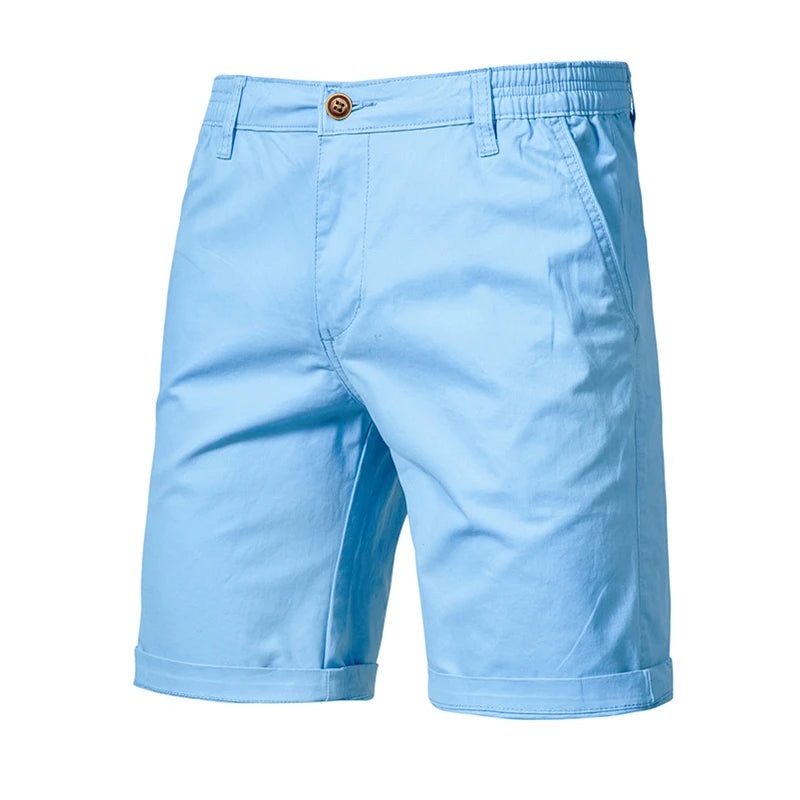 Summer 100% Cotton Solid Shorts Men 
High Quality Casual Business & Social with Elastic Waist Men Shorts