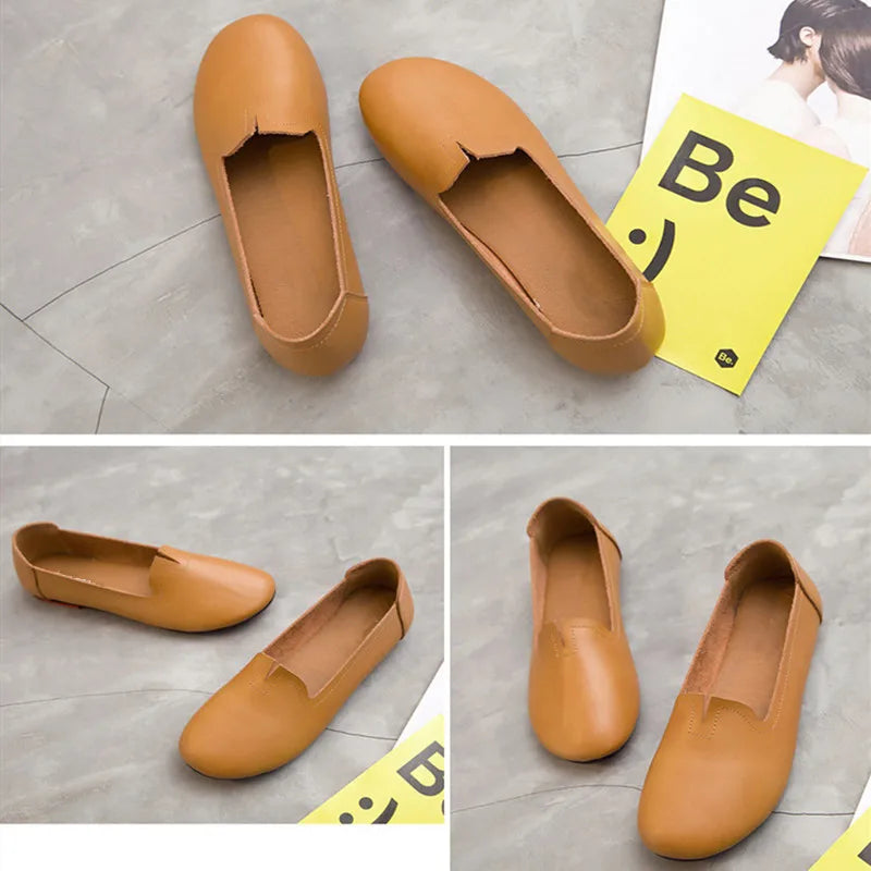 Women shoes for spring withs genuine leather 
casual sweet women flat shoes