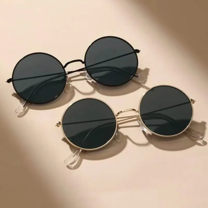 2 Pairs Per Set Small Round Sunglasses for woman's
Cute Skinny Metal Eyewear, Retro, Vintage