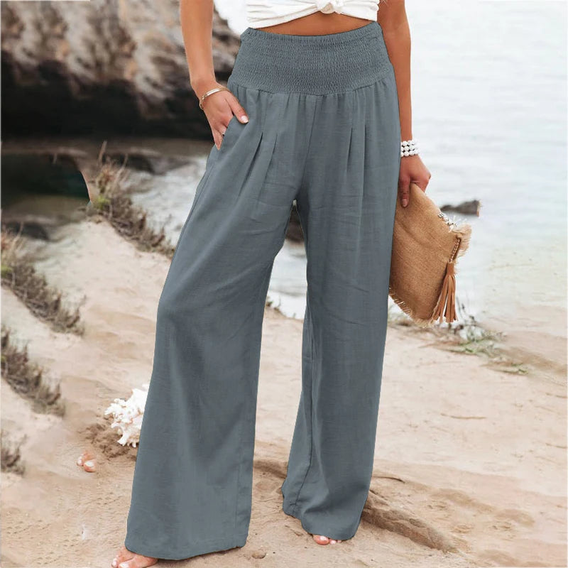 Women Cotton Linen Wide Leg Pants