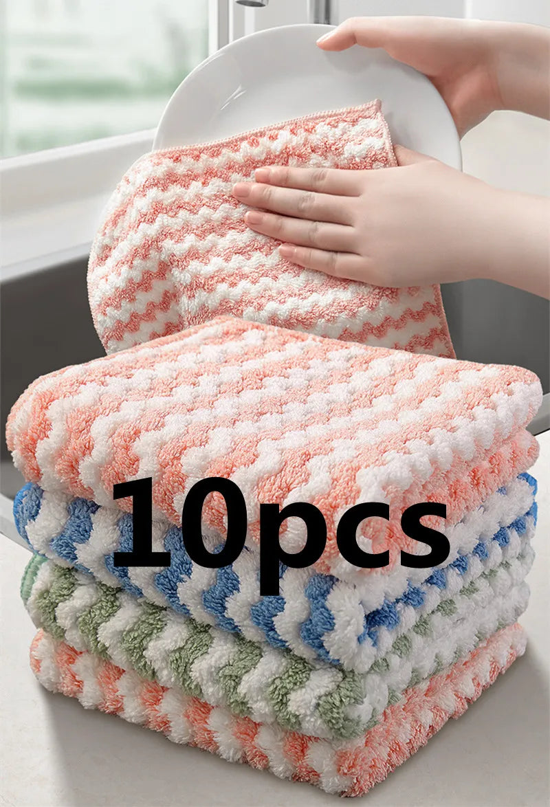 10/5/3pcs coral fleece dishcloths super absorbent scouring pads
wet and dry kitchen cleaning towels