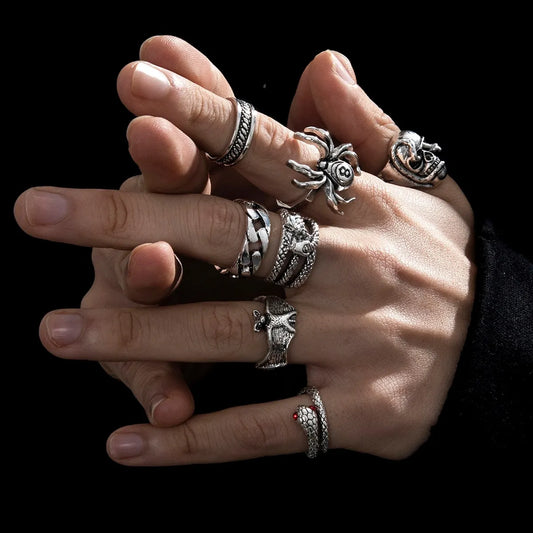 Gothic Skeleton Unisex Ring Set 
Punk, Grunge, Butterfly, Frog, Woman & Man