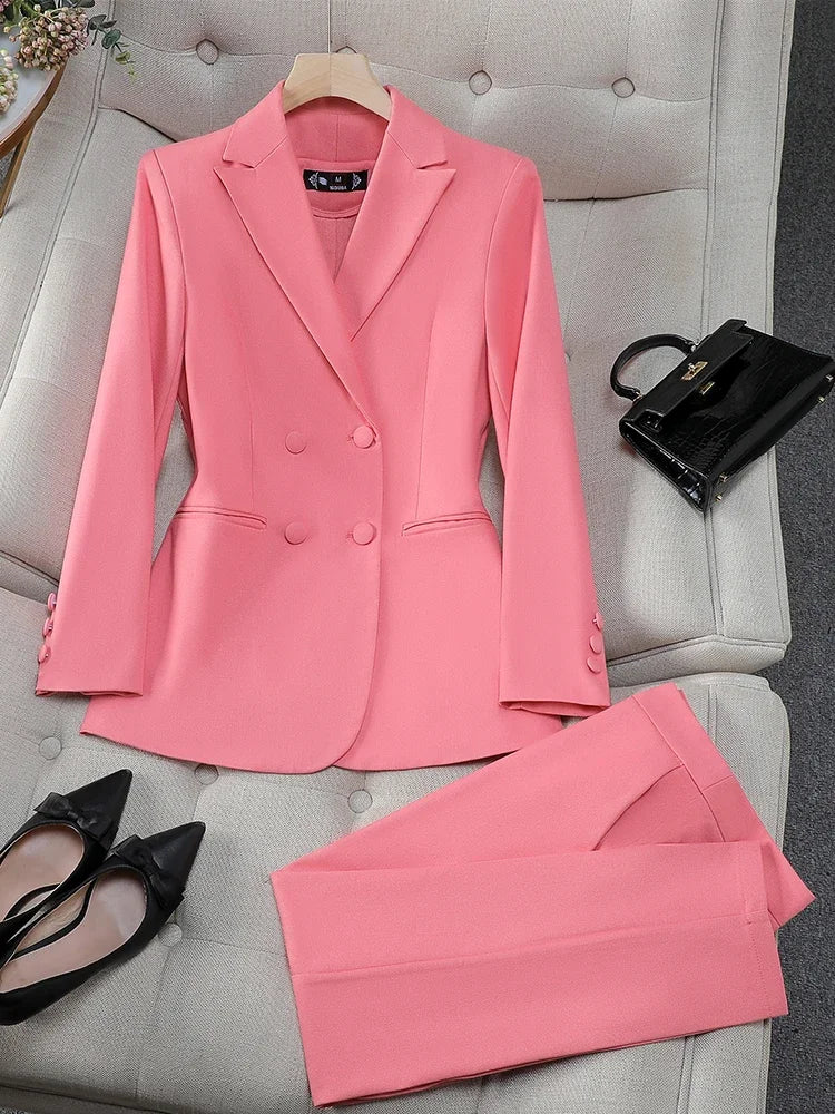 Fashion Office Ladies Formal Pant Suit Set 
Women Business Work Wear, 2 Piece Blazer Jacket & Trouser