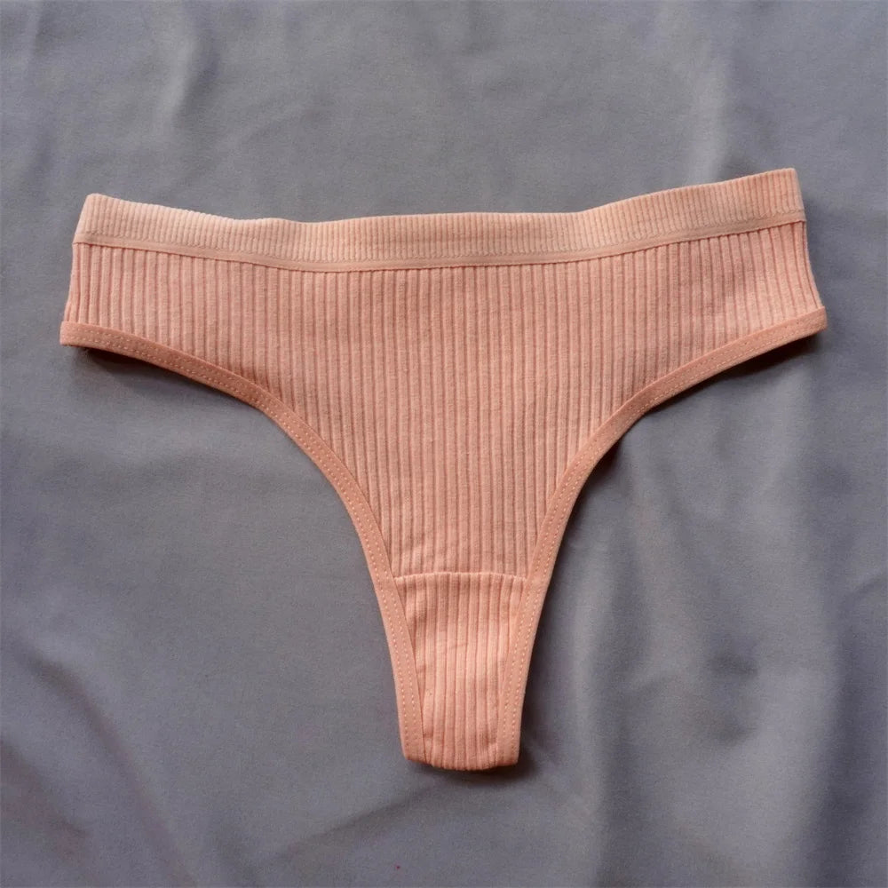 3 Pcs Seamless, Ribbed Cotton Underwear