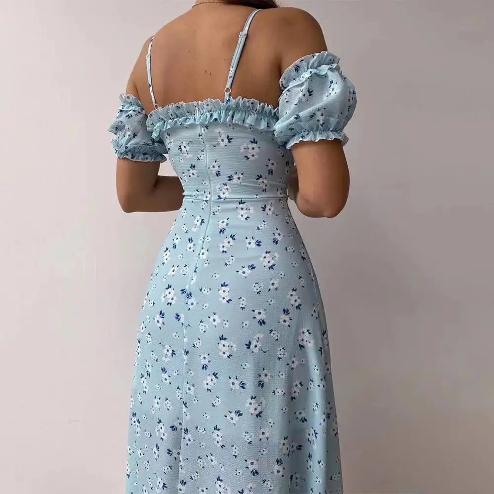 Elegant Off Shoulder V Neck Long Dress