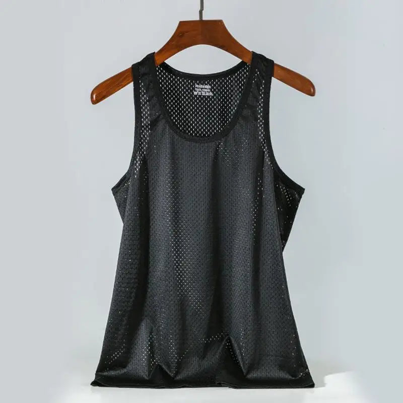 New Men Mesh Vest Ice Silk, Quick-drying Bodybuilding Tank tops 
Fitness Muscle Sleeveless 
Narrow Vest Fitness Casual Sport Tops