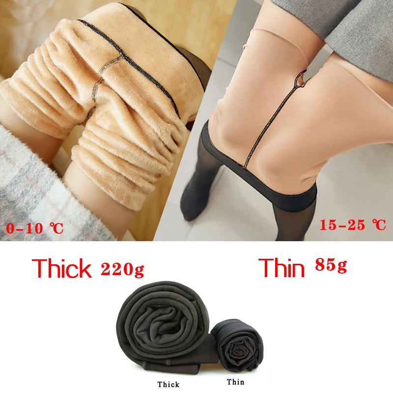 Winter Warm Tights, Translucent, Thick 
Pantyhose High Waist Elastic Wool Stockings Thermal Female Velvet Tights