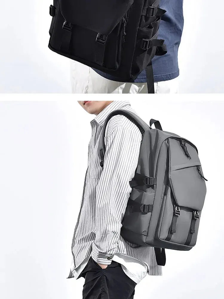 One 15 Inch Polyester Waterproof Solid Color Simple Men Backpack