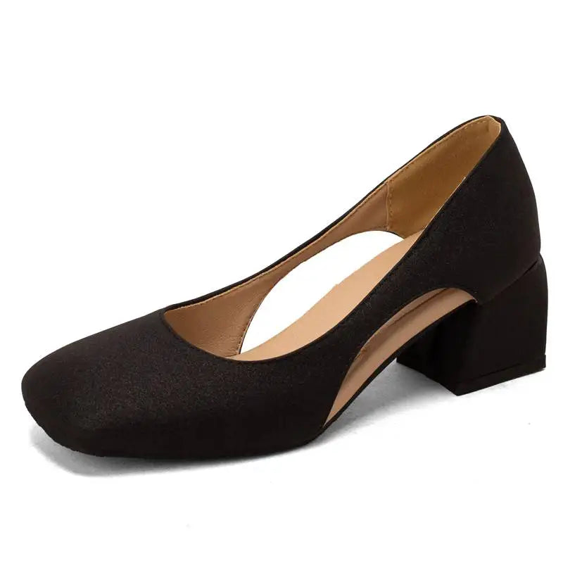 Pumps Square Toe Block Heel 5.5cm 
Slip On Solid Concise Female Shoes