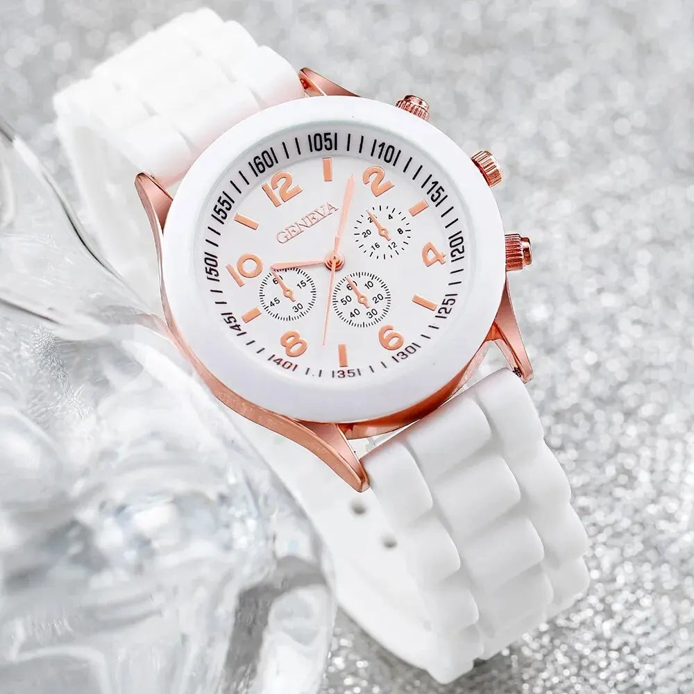 2Pcs Women Luxury Fashion Elegant Alloy Wristwatch
Silicone Strap Watch Quartz
No Box