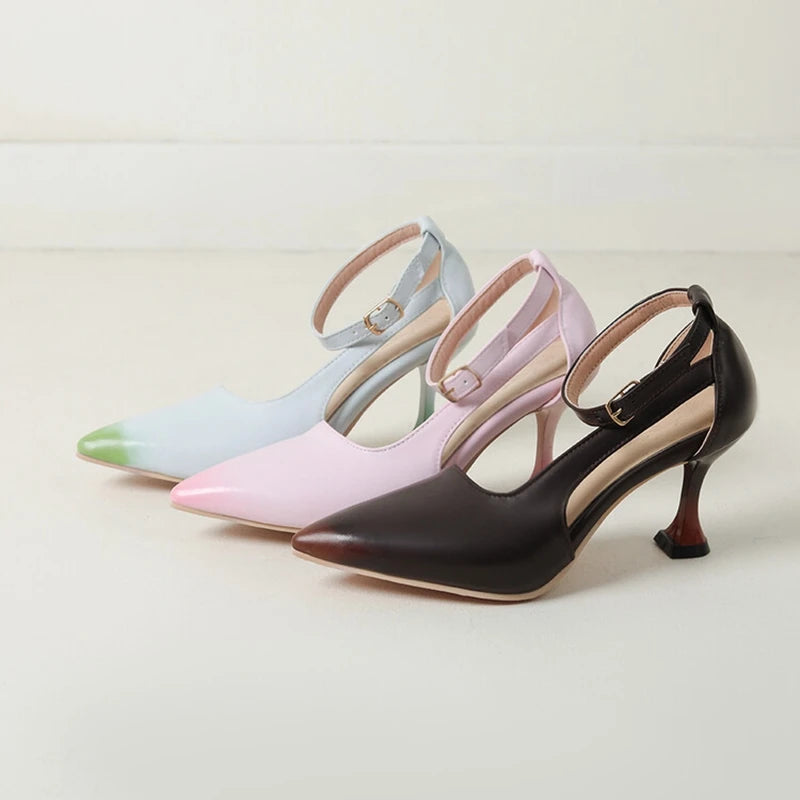 Women Pumps Toe, 7.5cm Small Thin Heel, Buckle