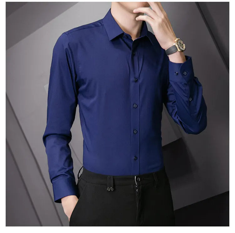 Men Solid Color Classic Business Shirt