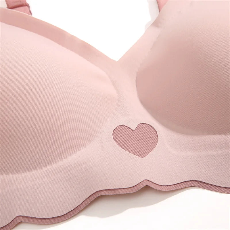 Sexy Push Up Bras with Love Heart Pattern 
Brassiere Deep V Neck Cute Underwear