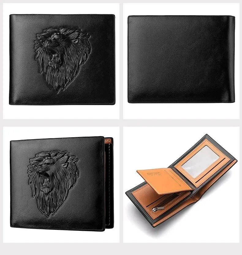 Wallet for Men's Personalized Three-Fold 3D Embossed
Multi-Card Credit Holder Zipper Coin Short Wallet for Men