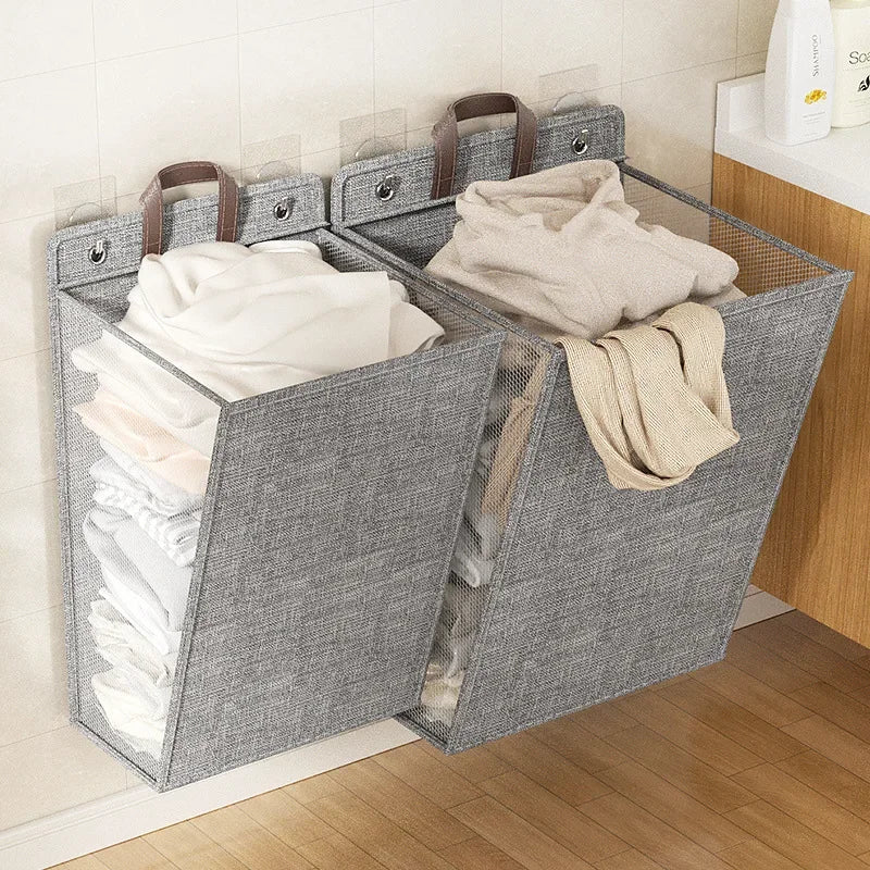 Foldable Hanging Dirty Laundry Basket, Hamper Space-saving 
Large Waterproof Clothes Dolls Storage Bag for Bathroom Organizer