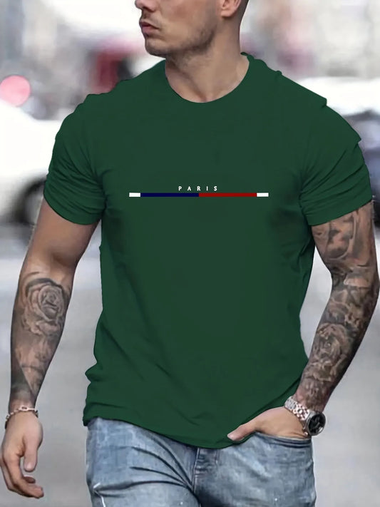 Men 100% Cotton Paris Short Sleeve T-shirt