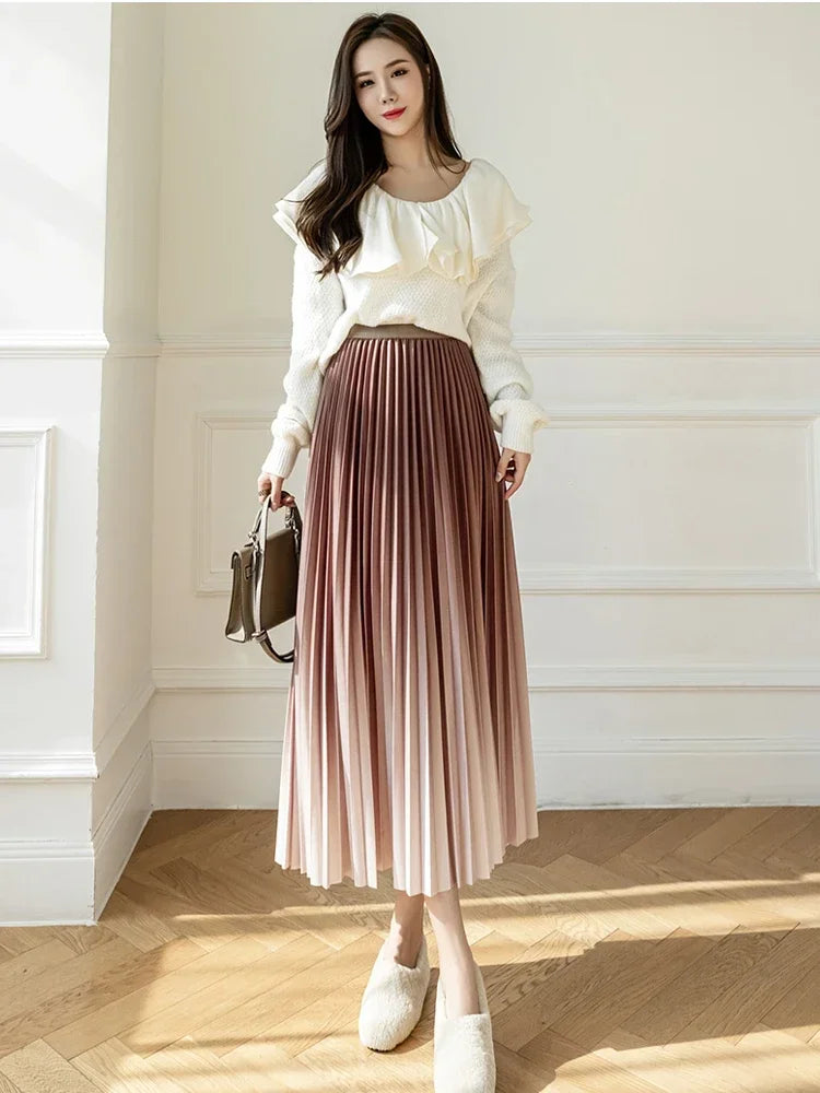 Spring Fall Fairy core Drape A-line Mid-length Skirt