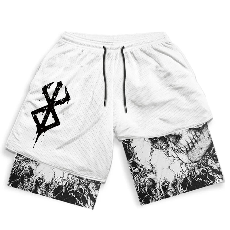 Summer Men Streetwear Anime High Waist Oversize Breathable Gym Short