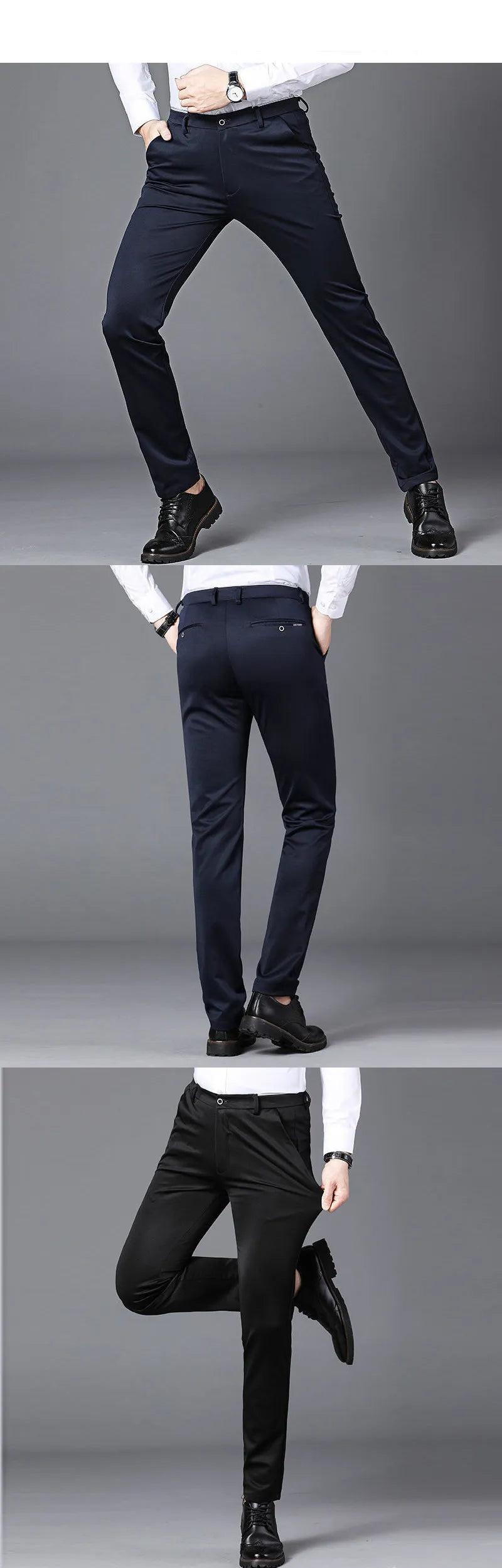 Men Spring & Autumn Fashion Business Casual Long Pants 
Elastic Straight Formal Trousers