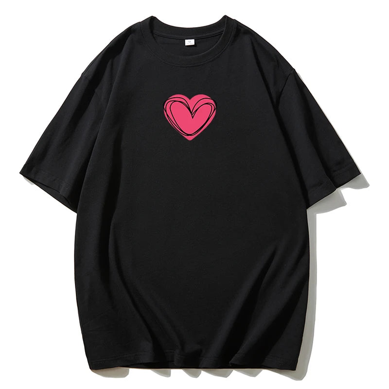 Love Printed T-shirts for Women, Summer Cotton Plus Size 
Basic Tees Streetwear