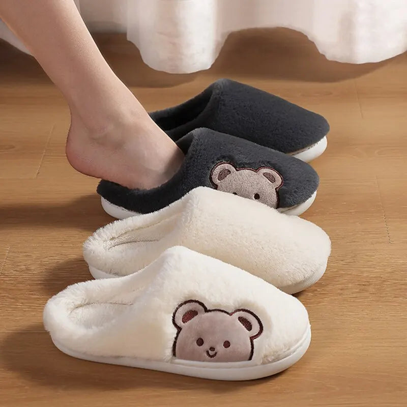 Cute Animal Fur Slipper For Women
Winter Warm Slippers Cartoon Teddy Bear House Shoes