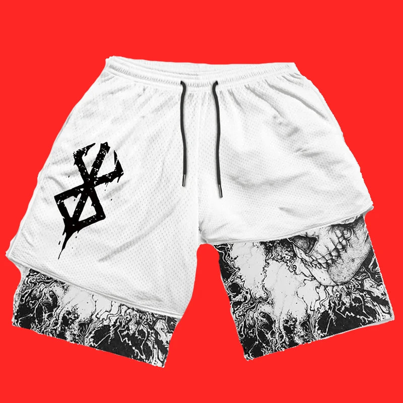 Summer Men Streetwear Anime High Waist Oversize Breathable Gym Short