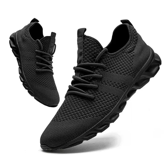 Men Casual Sport Shoes, Breathable 
Mesh Black Running Shoes