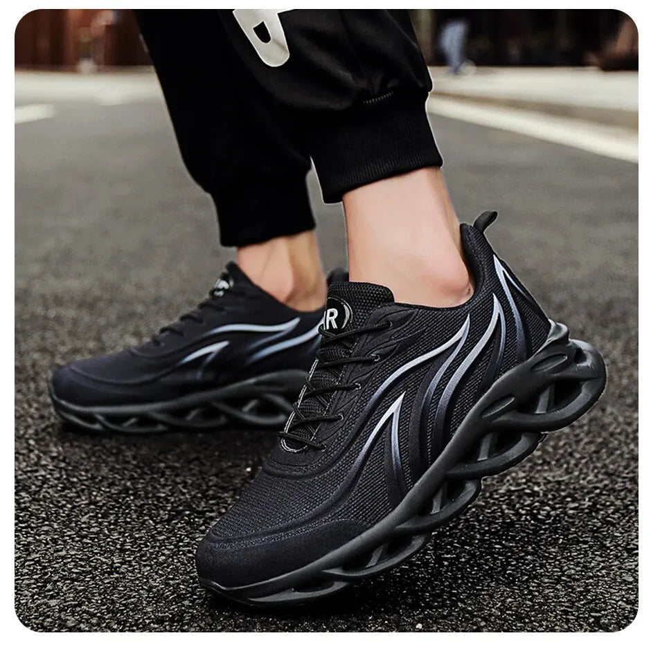 Fashion Running Shoes for Men 
Flame Printed Sneakers, Knit Athletic Sports Blade Trainers