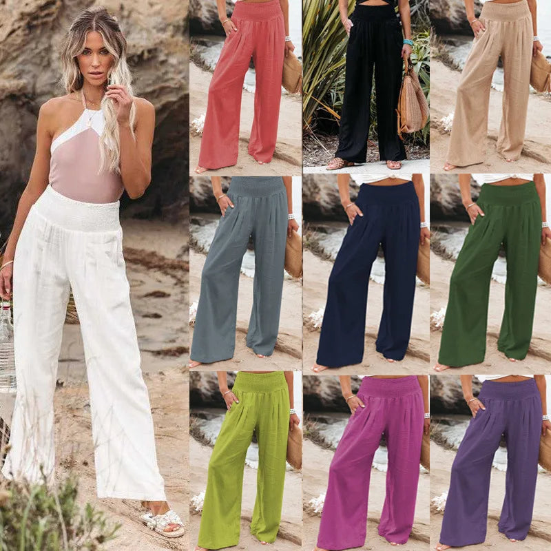 Autumn & Winter Cotton Hemp High Waist Pants