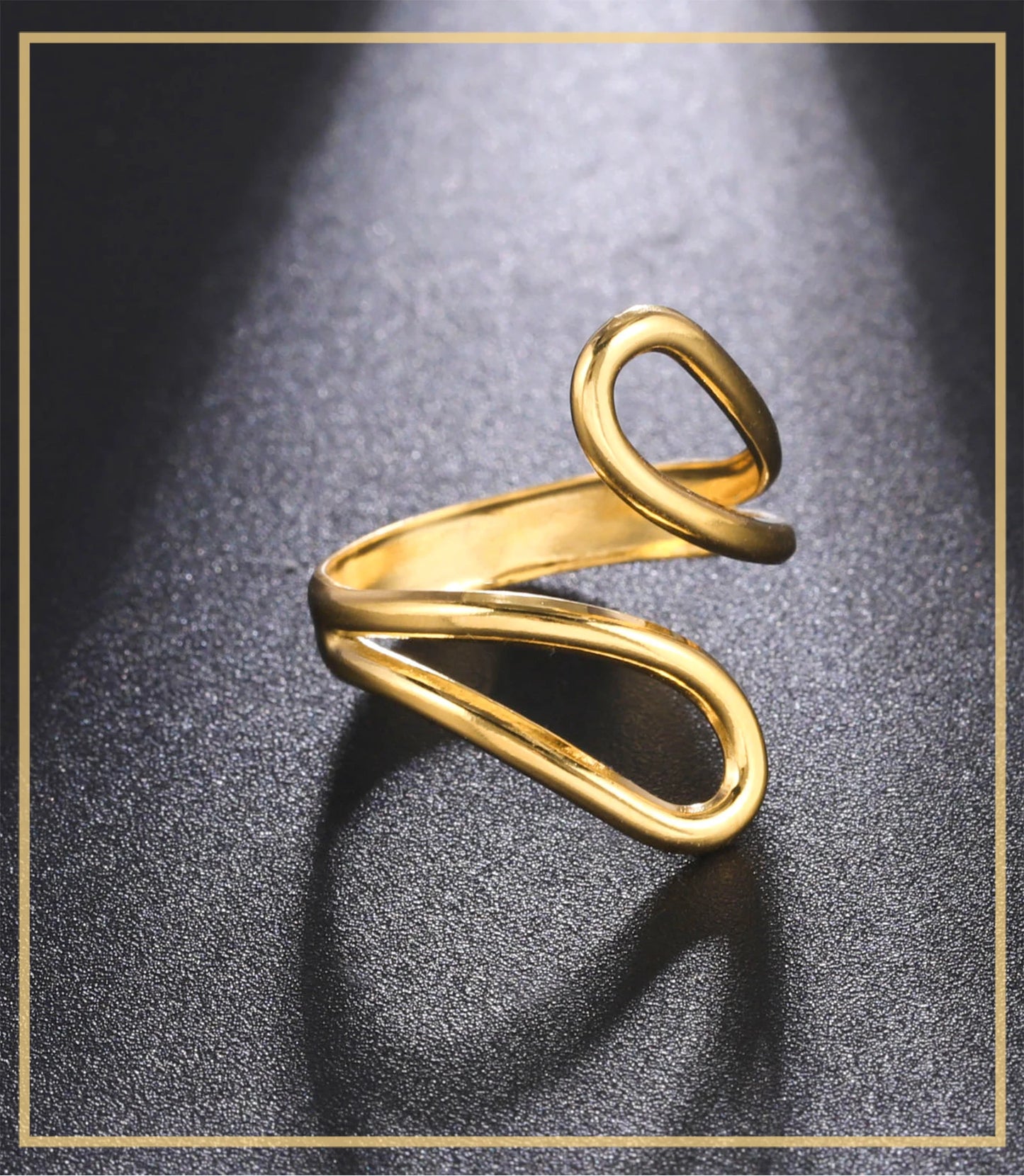 Stainless Steel Irregular Geometric Ring, Gold Color 
Open Finger Rings