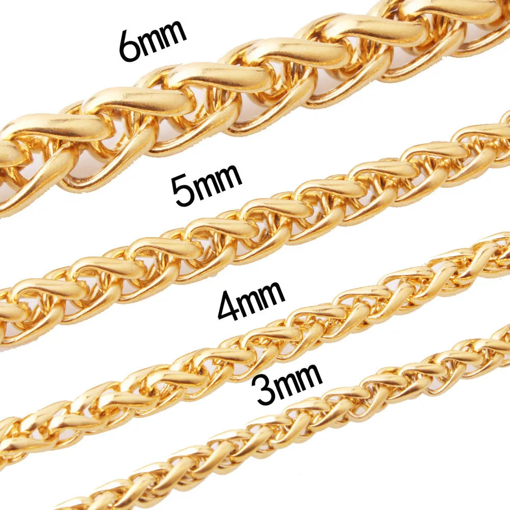 3MM-8MM STAINLESS STEEL TWIST CHAIN NECKLACE FOR MEN  
Neck Jewelry male Accessories, Thick LONG CHAINS