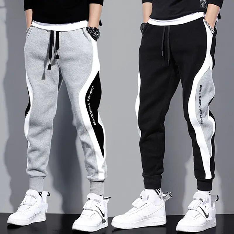 Autumn Men Wide Loose Casual Pants 
Male Elastic Rope Breathable Tie-foot Trousers