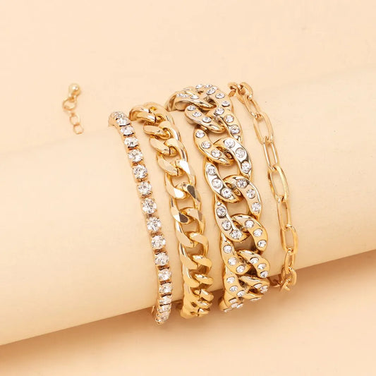 4 pcs Design Sense Chain with Multi -Layer Bracelet