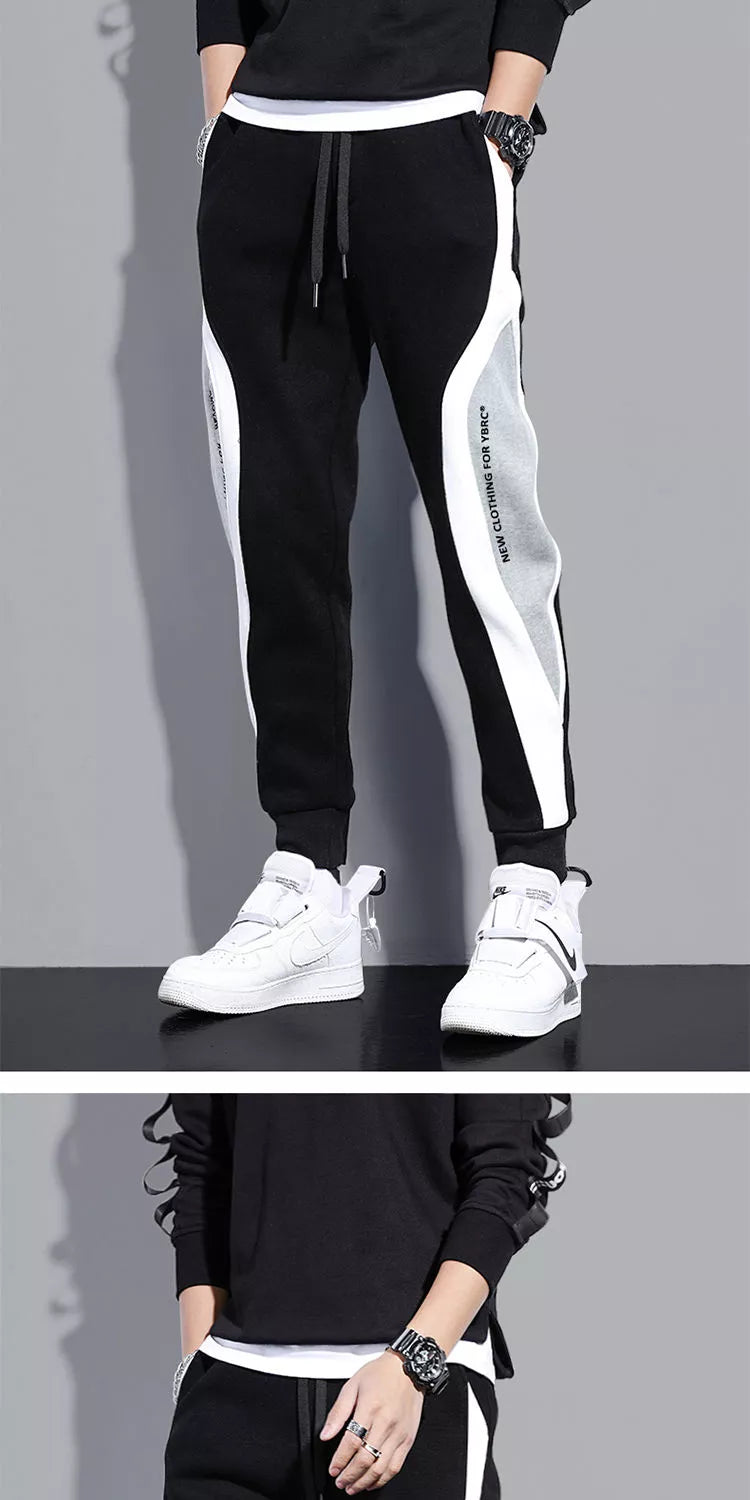 Autumn Men Wide Loose Casual Pants 
Male Elastic Rope Breathable Tie-foot Trousers