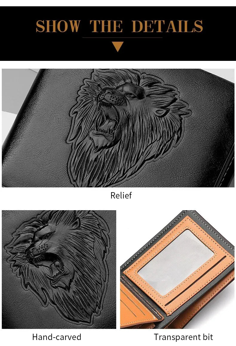 Wallet for Men's Personalized Three-Fold 3D Embossed
Multi-Card Credit Holder Zipper Coin Short Wallet for Men