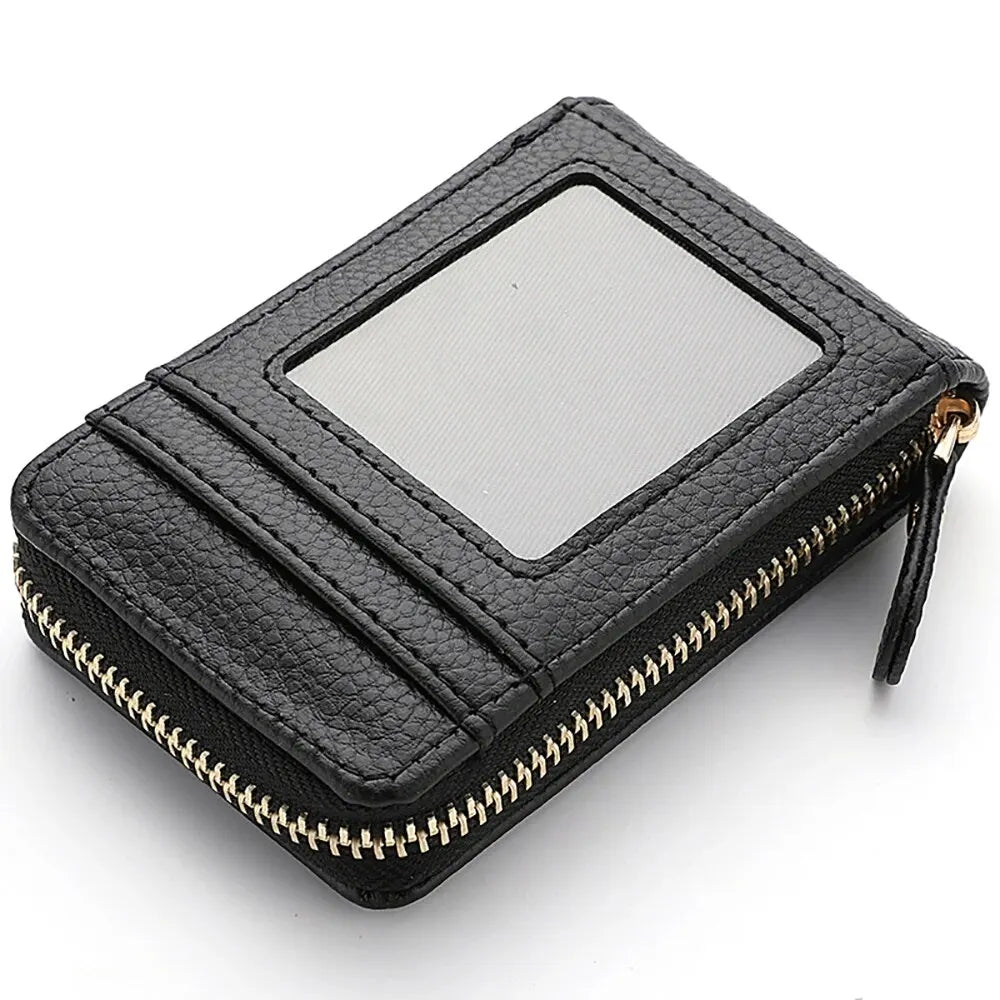 Pu Leather Zipper Short Mini Wallet
 Id Bank Card Holder, Women Purse