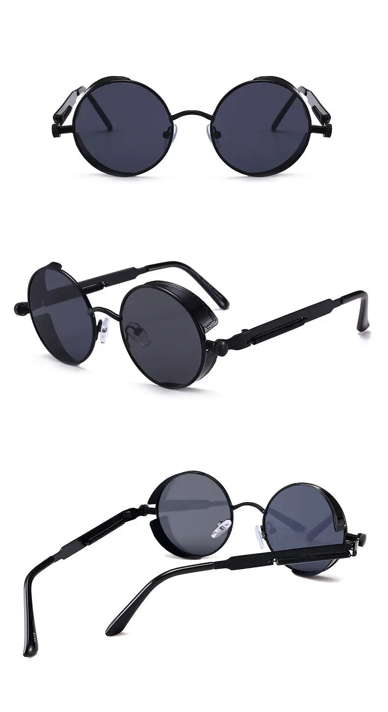 Metal Steam Punk Style Sun Glasses 
Steampunk Fashion Men Retro Round Sunglasses