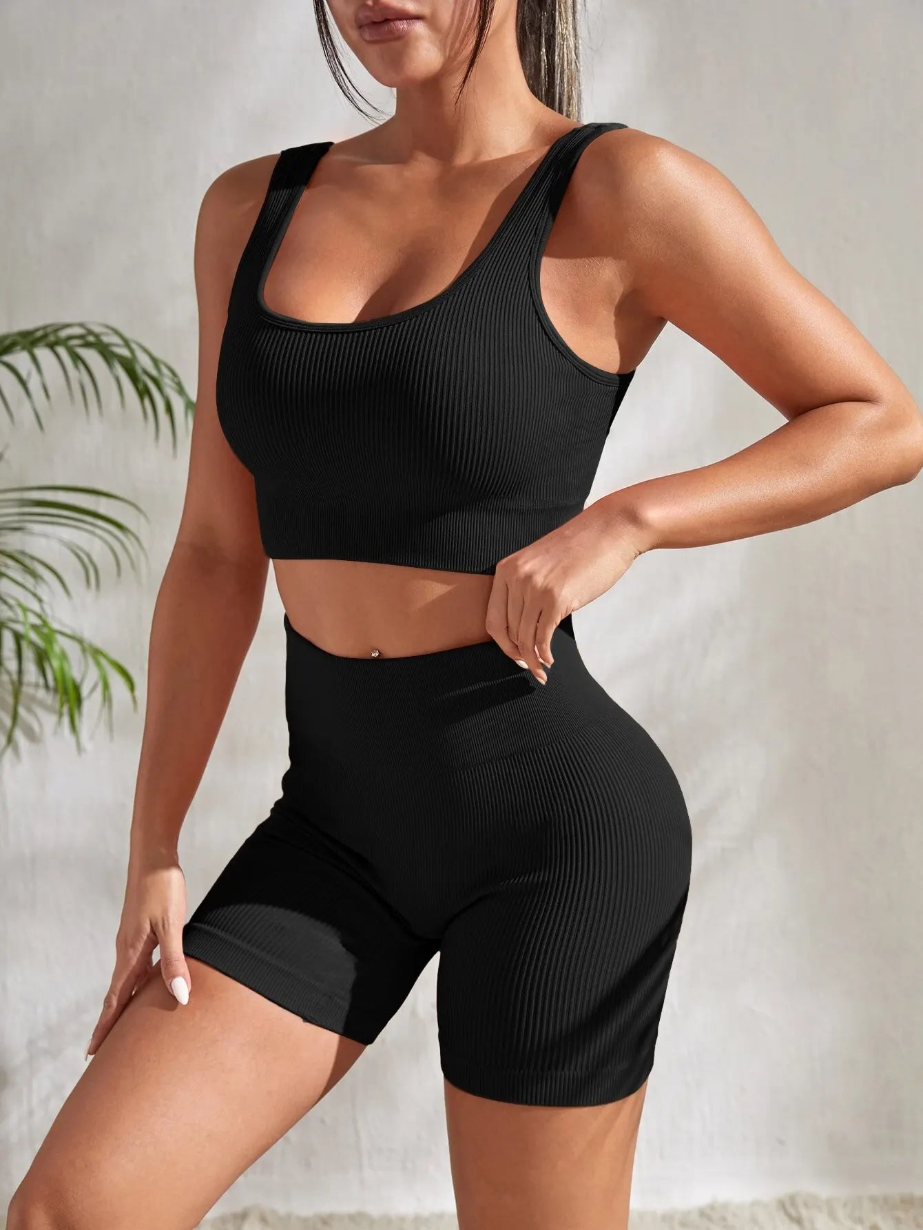 Seamless Ribbed Yoga Sets 
Workout Sets for Women in 2 Pieces