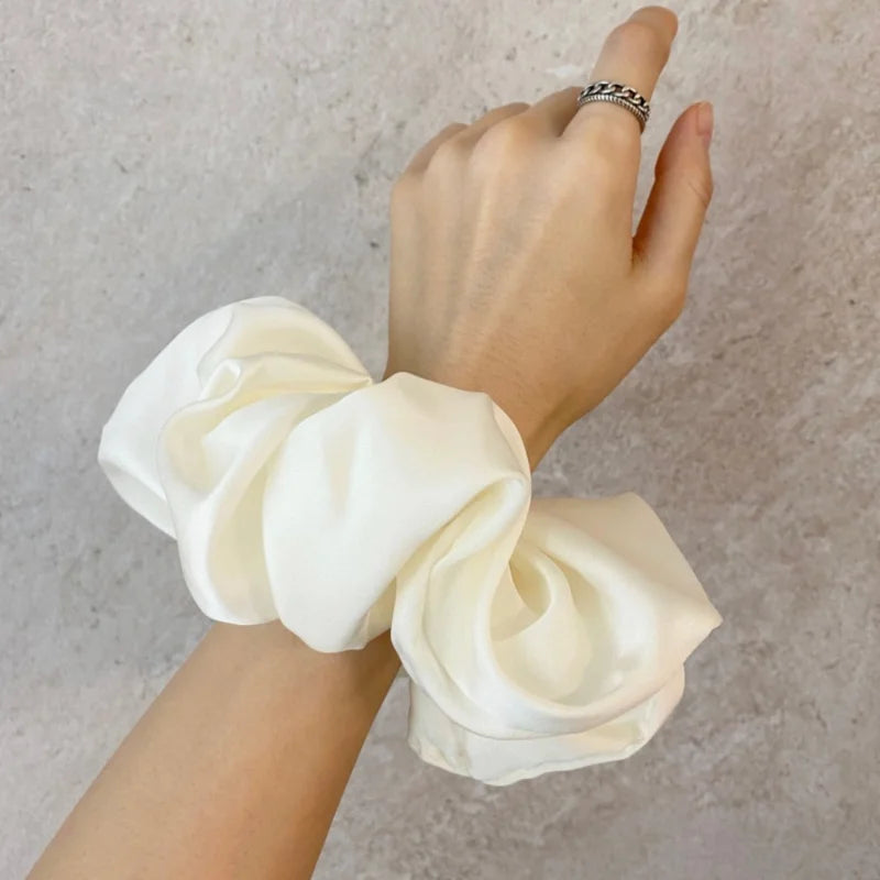 Women Solid Color Oversized Satin Scrunchies
Elastic Hair Ties Ponytail Holder