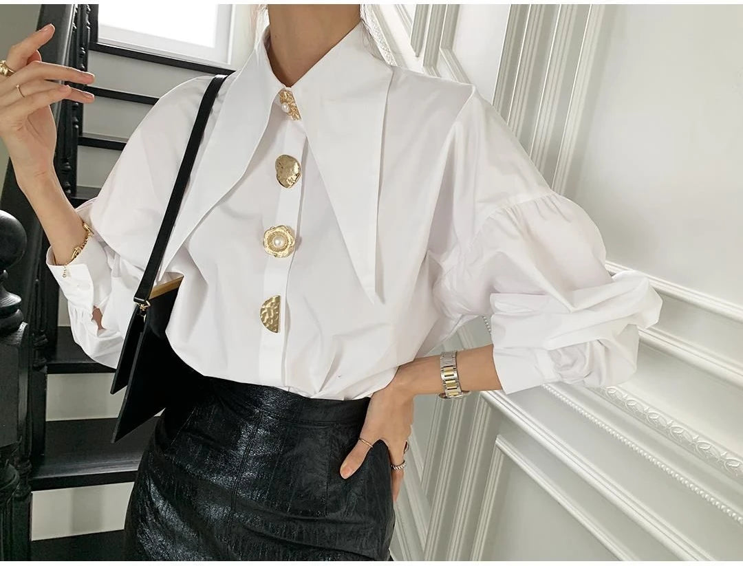 Sharp Corner Lapel Lady Blouses