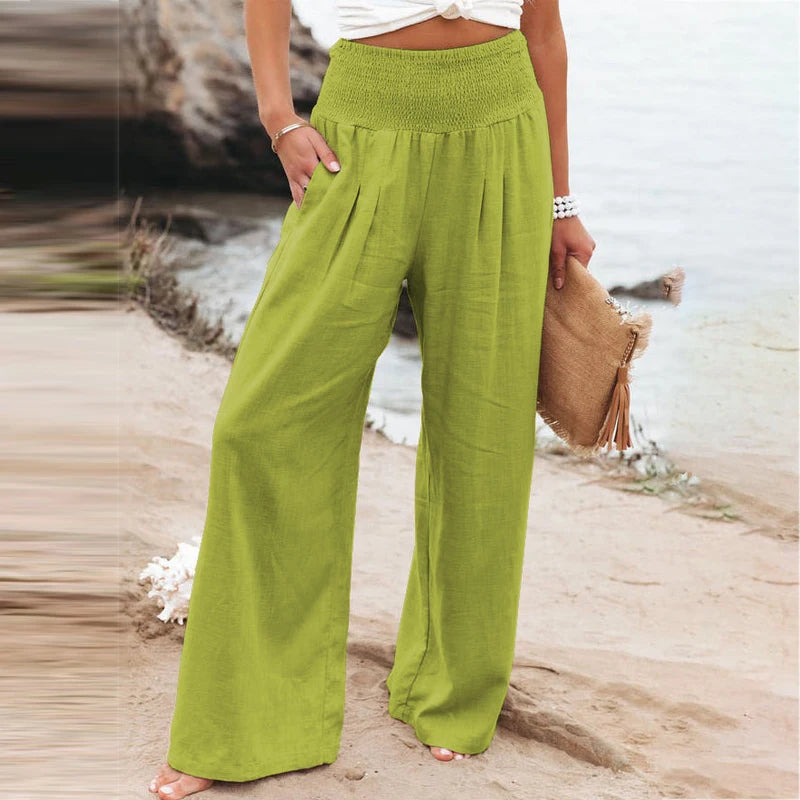 Women Cotton Linen Wide Leg Pants